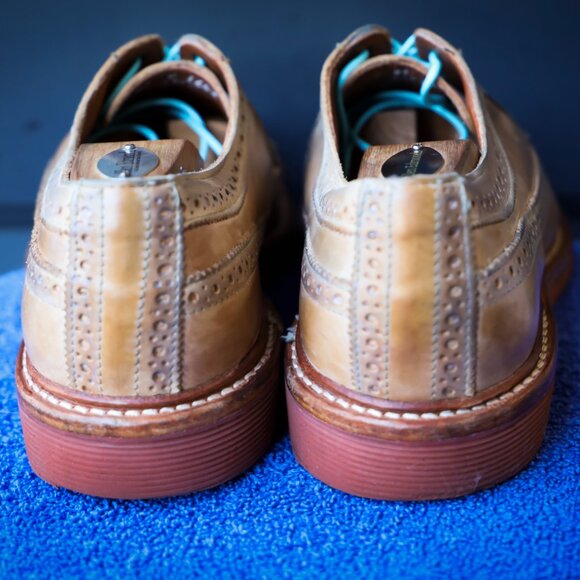 SALE -Allen Edmonds 8.5-D Shannon Drive Burnished Walnut Wingtip Mens Dress Shoe - Picture 4 of 11